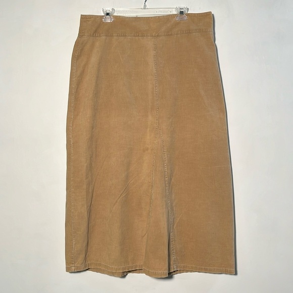 HENNES Vintage A-Line Corduroy Boho 70'S Tan Western Gusset Maxi Skirt SZ 16 - Picture 1 of 14